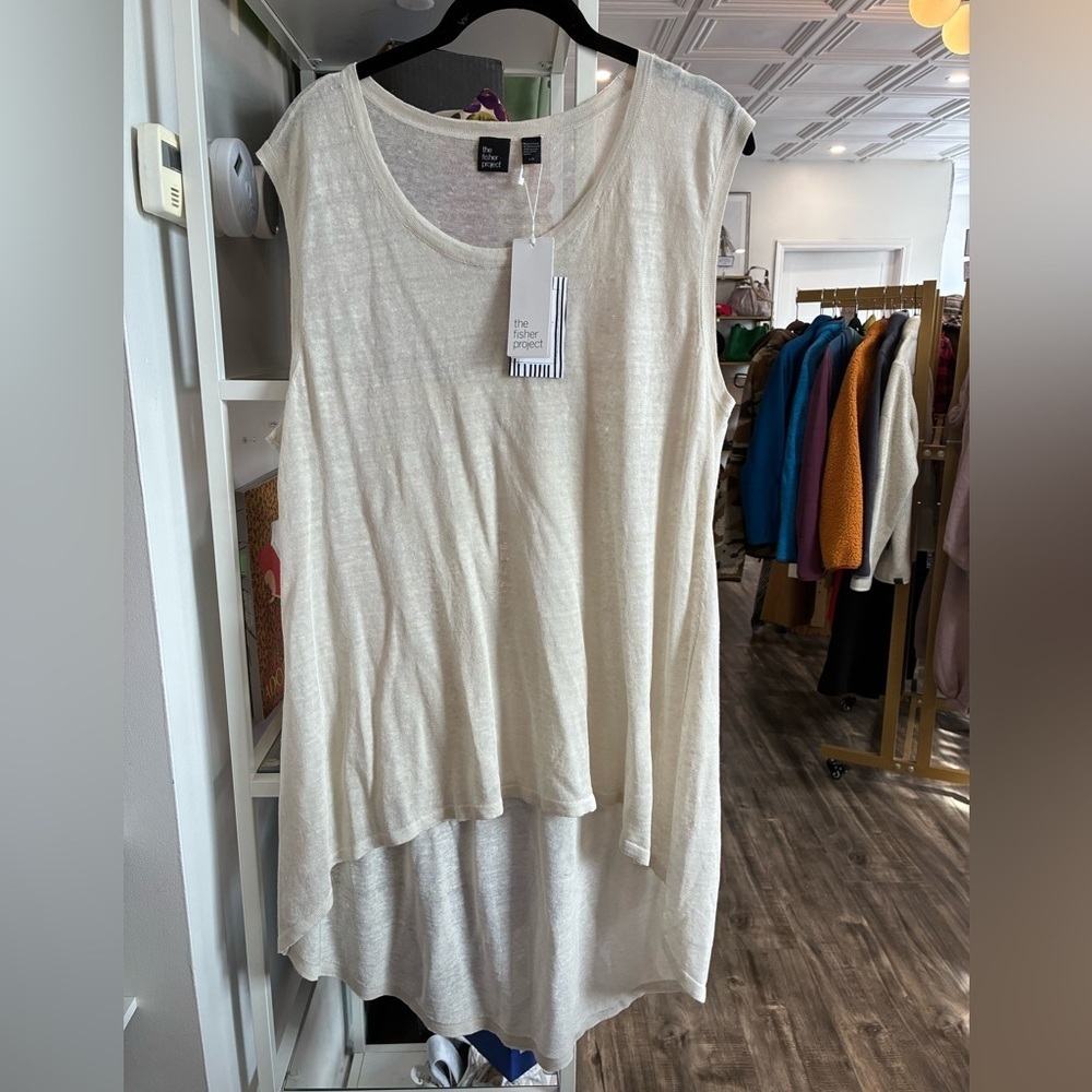 The Fisher Project Womens Hi-Low Tunic Top linen blend size L NWT